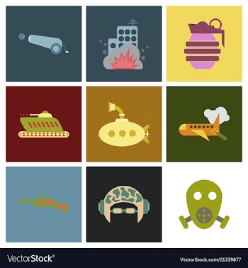 World war line icons minimal pictogram design vector image