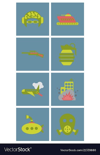 World war line icons minimal pictogram design vector image
