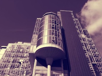 Worm's Eye View of Black and White Building