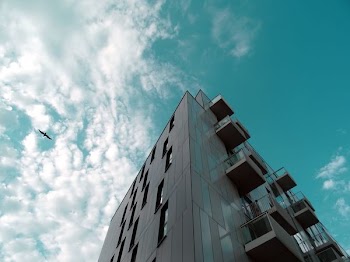 Worm's Eye View of Gray Building