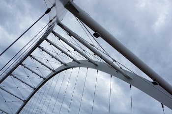Worm's Eye View of Grey Steel Bridge