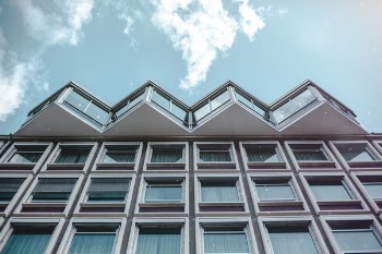 Worm's-eye View of White Building