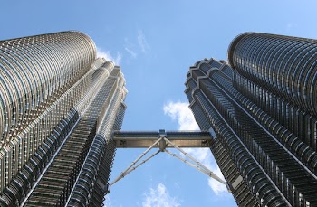 Worm Eye Image of Twin Tower