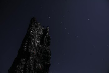 worm's-eye view of black rock