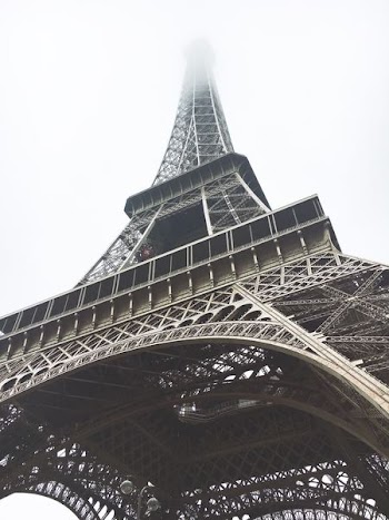 worm's-eye view of Eiffel Tower