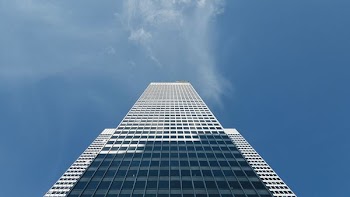 worm's eye view of skyscraper building