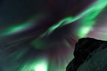worms eye view of aurora borealis