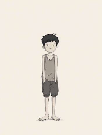 Worried Boy in Monochrome