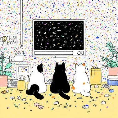 Worried Cats Watching a Screen Worried Cats Watching a Screen