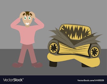 Worried driver with his breakdown car vector image