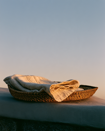 Woven Tray with Linen at Dusk