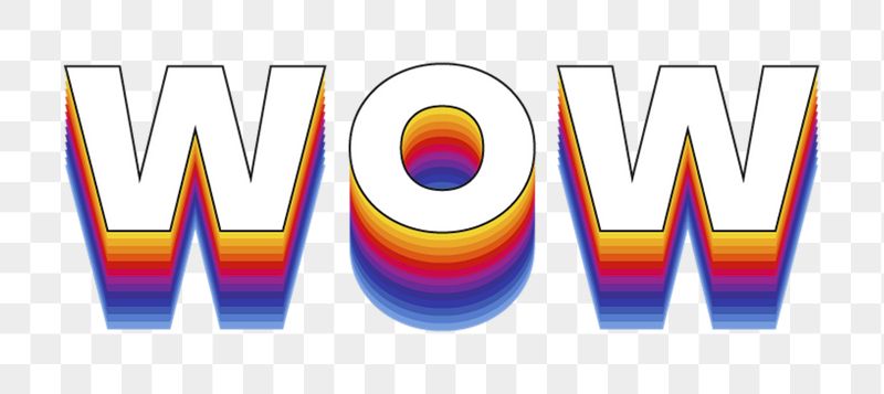 Wow png word sticker typography, | Free PNG - rawpixel