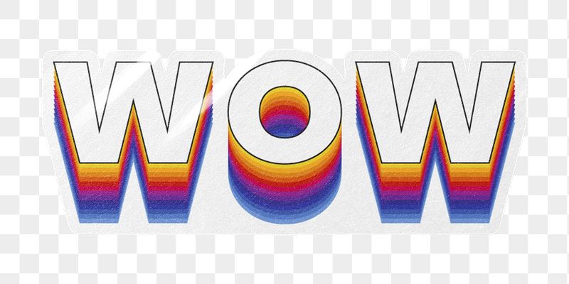 Wow png word sticker typography, | Free PNG - rawpixel