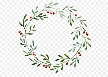 Wreath Christmas Watercolor painting Illustration - Green plant hollow round border 