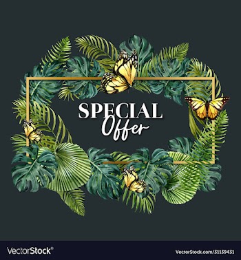 wreath design with tropical foliage green-toned