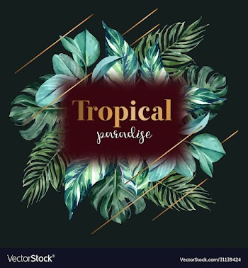 wreath design with tropical theme cool-toned