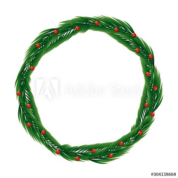 wreath of leafs tropical for christmas decoration design