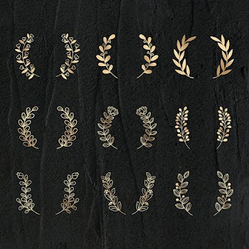 Wreath PSD gold floral luxury style set | Free stock illustration | High Resolution graphic