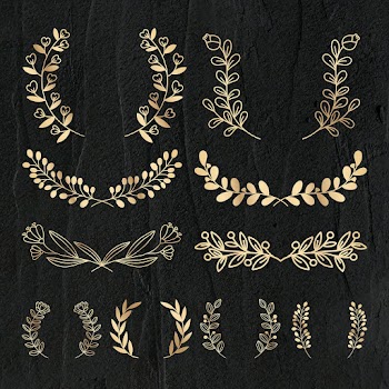 Wreath PSD gold floral luxury style set | Free stock illustration | High Resolution graphic