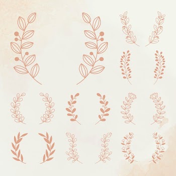 Wreath PSD rose gold floral vintage style set | Free stock illustration | High Resolution graphic