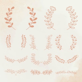 Wreath PSD rose gold floral vintage style set | Free stock illustration | High Resolution graphic