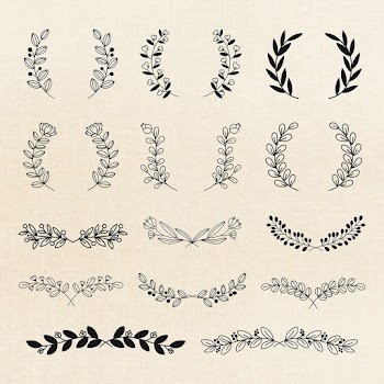 Wreath vector black floral vintage style set | Free stock illustration | High Resolution graphic