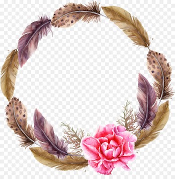 Wreath Watercolor painting Garland - Feather wreath 