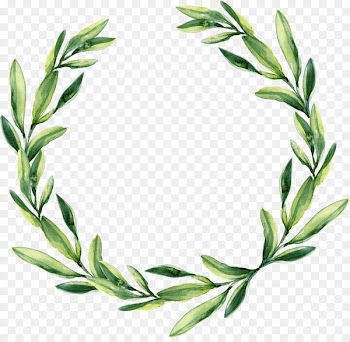 Wreath Wedding Watercolor painting Calligraphy Gift - Green leaf garland 