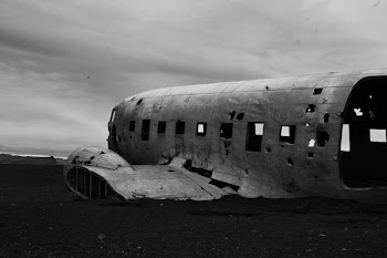 Wrecked Plane on Ground Grayscale Photography