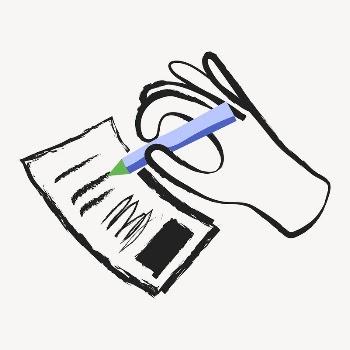 Writing hand sticker, colorful doodle | Free PSD Illustration - rawpixel