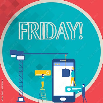 Writing note showing Friday. Business photo showcasing Last day of working week Start weekend Relax time Staff Working Together for Common Target Goal with SEO Process Icons.