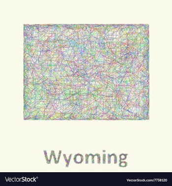 Wyoming line art map vector image