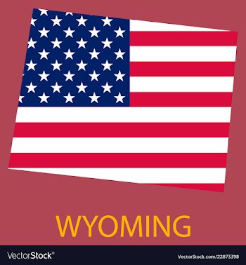 Wyoming state of america with map flag print on vector image