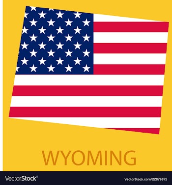 Wyoming state of america with map flag print on vector image