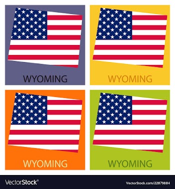 Wyoming state of america with map flag print on vector image