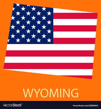 Wyoming state of america with map flag print on vector image