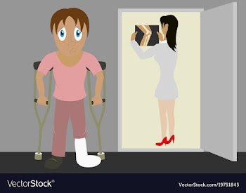 X-rays of leg fracture patients concept doctor is vector image