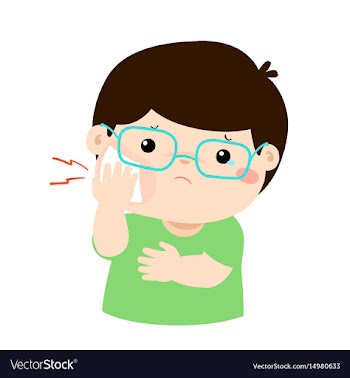 Xalittle boy having toothache cartoon vector image