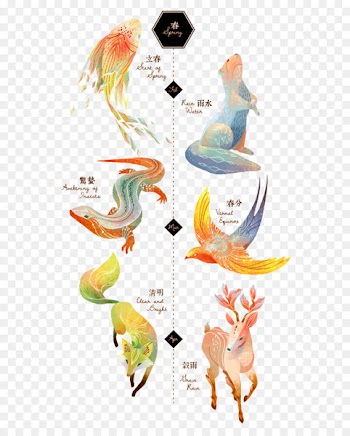 Xiaoshu Dashu Shuangjiang Solar term Bailu - Vector watercolor animals 