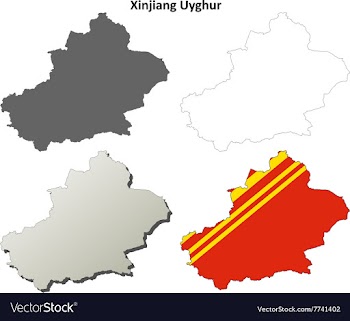 Xinjiang Uyghur outline map set - Chinese version vector image