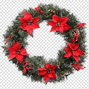 Xmas  Watchers, green and red wreath illustration transparent background PNG clipart