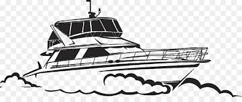 Yacht Drawing Boat Illustration - Black and white hand-painted yacht vector 