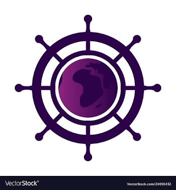 Yacht helm wheel image with globe in middle vector image