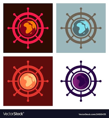 Yacht helm wheel image with globe in middle vector image