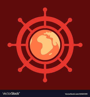 Yacht helm wheel image with globe in middle vector image