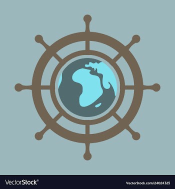 Yacht helm wheel image with globe in middle vector image