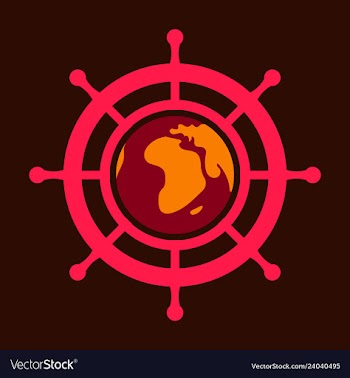 Yacht helm wheel image with globe in middle vector image