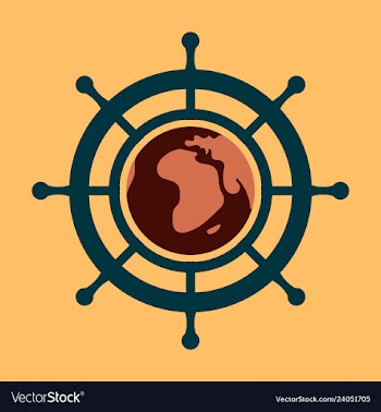 Yacht helm wheel image with globe in middle vector image