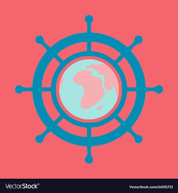 Yacht helm wheel image with globe in middle vector image