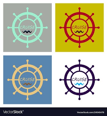 Yacht helm wheel image with sea waves vector image